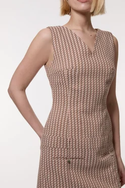 KarenMillen Robe mini sans manches en jacquard ajustée<Femme Tailleurs|Robes À Manches Longues