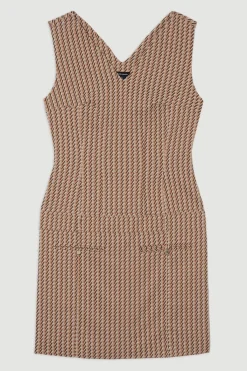 KarenMillen Robe mini sans manches en jacquard ajustée<Femme Tailleurs|Robes À Manches Longues