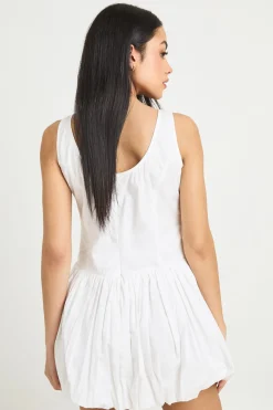 Robe Mini Sans Manches En Popeline De Coton À Ourlet Bouffant