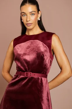 Robe Mini Sans Manches En Velours Et Satin