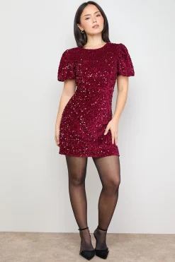 Oasis Robe Mini à Sequins et Manches Bouffantes Petite Occasion<Femme Robes|Toutes Les Robes
