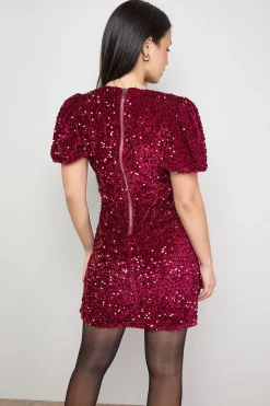 Oasis Robe Mini à Sequins et Manches Bouffantes Petite Occasion<Femme Robes|Toutes Les Robes