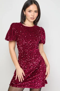 Oasis Robe Mini à Sequins et Manches Bouffantes Petite Occasion<Femme Robes|Toutes Les Robes