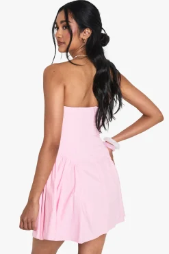 boohoo Robe Mini Skater Bandeau en Popeline<Femme Robes Patineuses|Robes