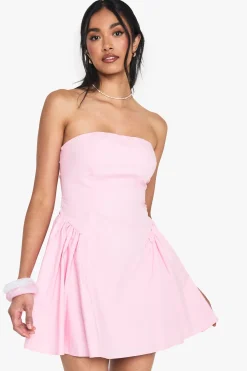 boohoo Robe Mini Skater Bandeau en Popeline<Femme Robes Patineuses|Robes