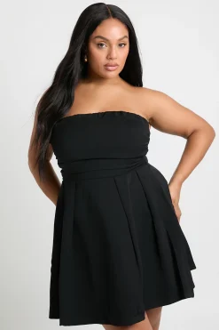 Robe mini skater à bandeau, froncée et structurée Plus