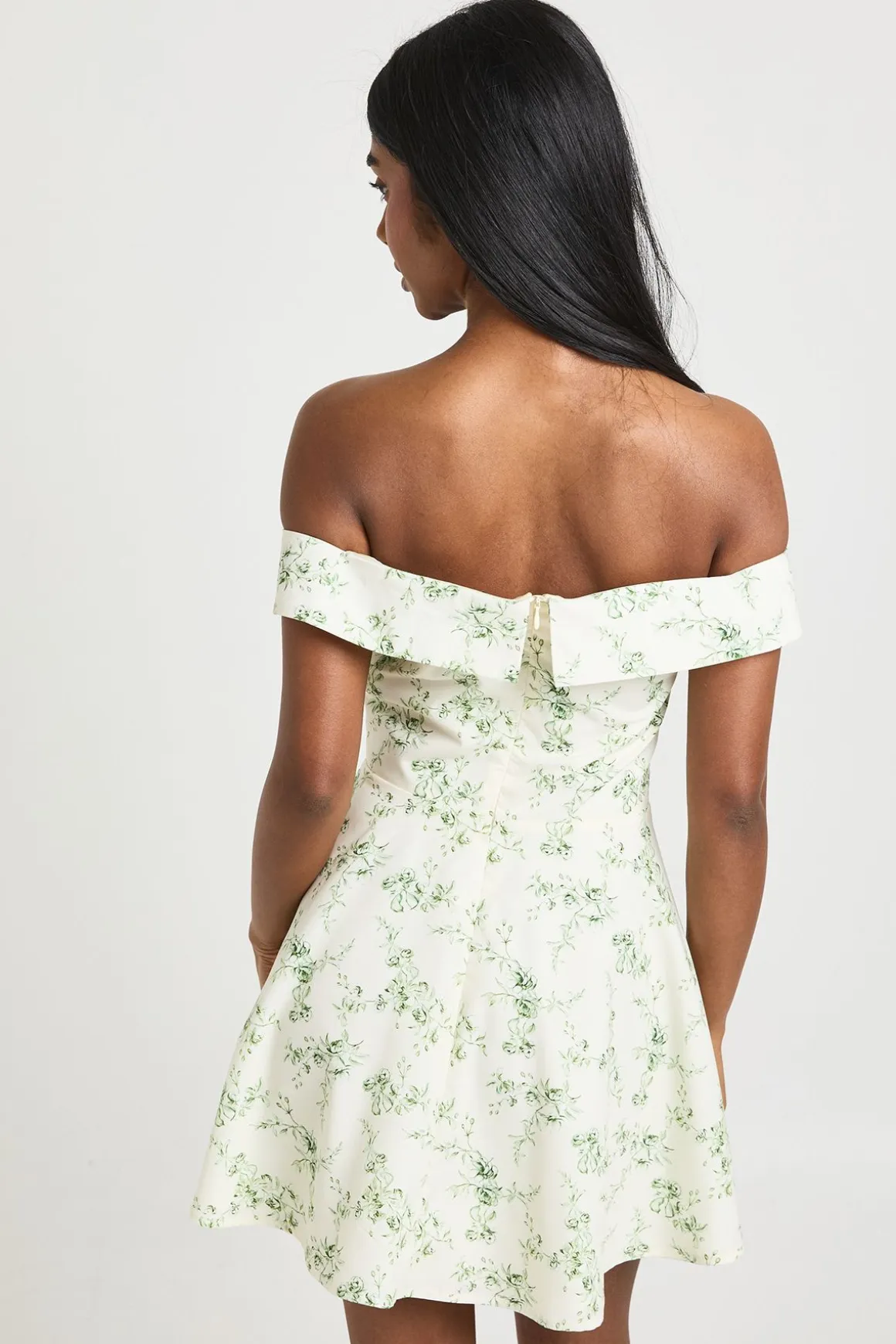 Robe mini skater Bardot à imprimé floral