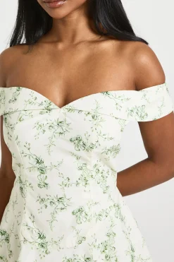 Robe mini skater Bardot à imprimé floral