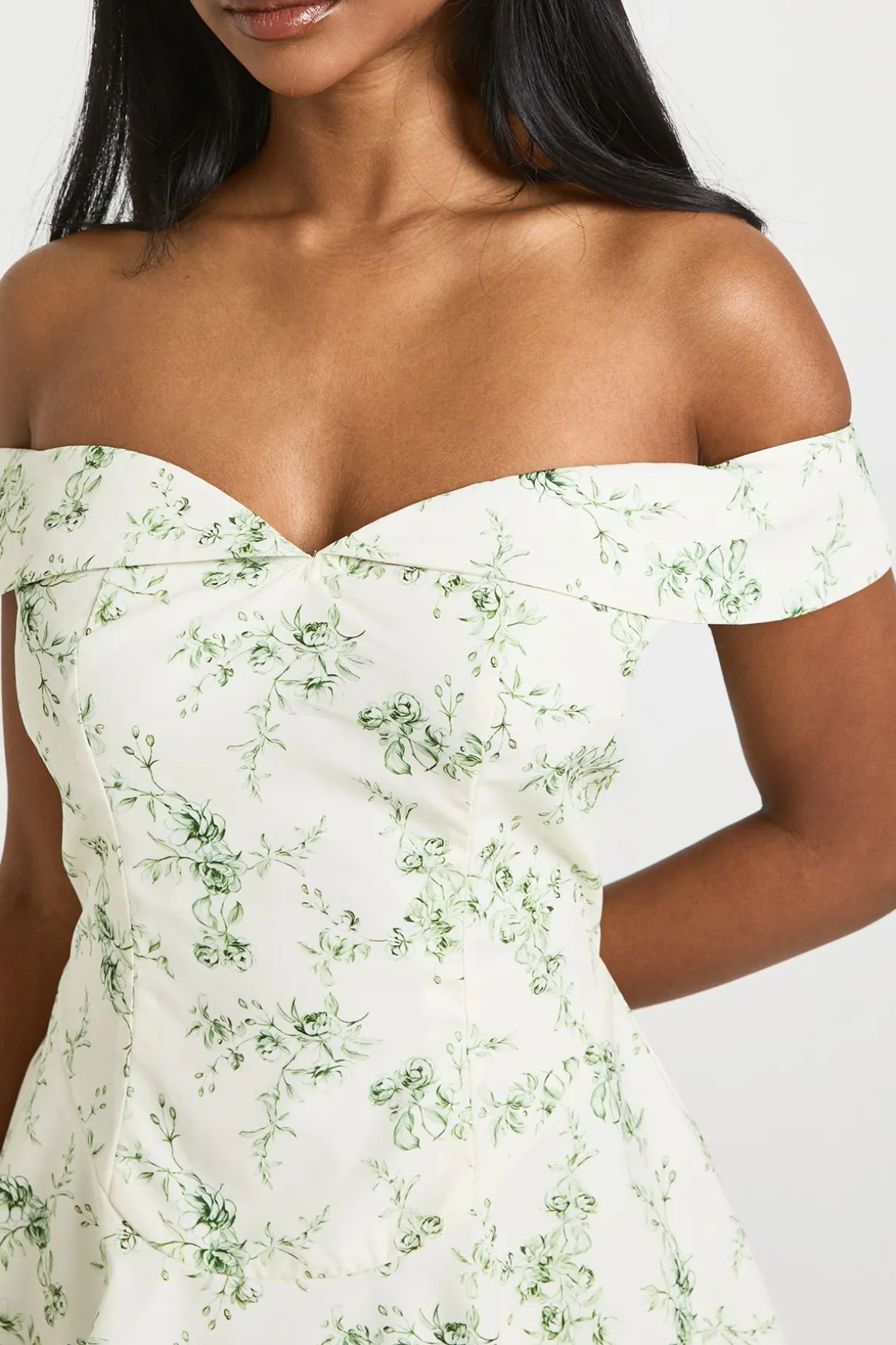 Robe mini skater Bardot à imprimé floral