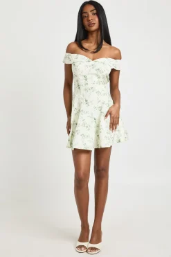 Robe mini skater Bardot à imprimé floral