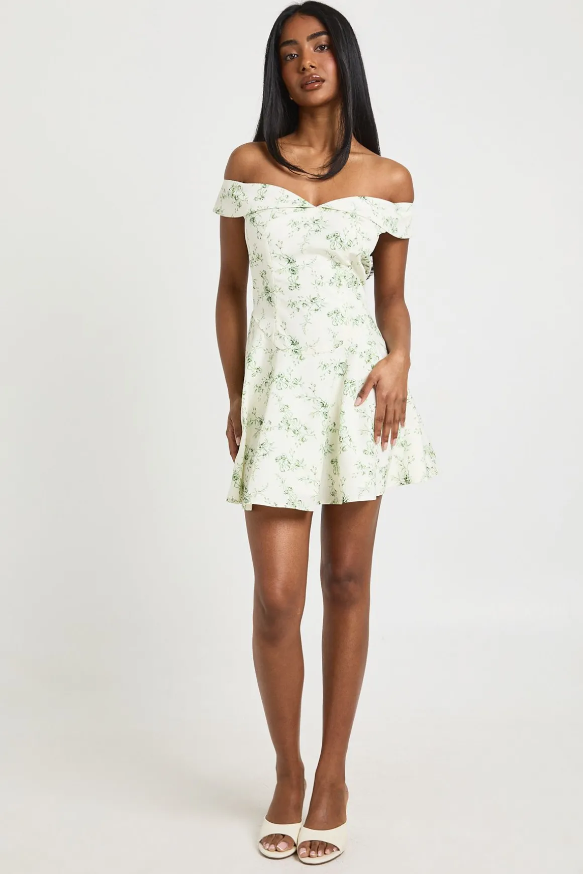 Robe mini skater Bardot à imprimé floral