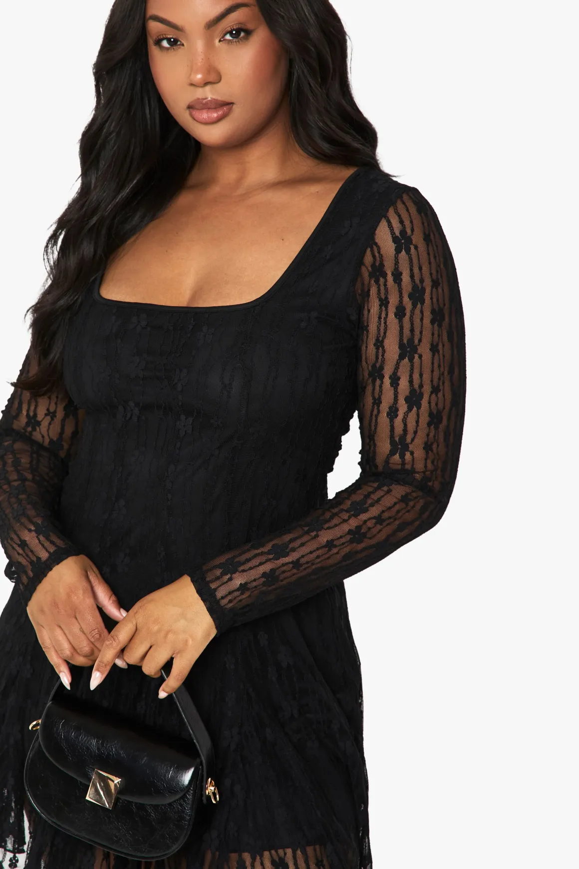 Robe mini skater à godets en dentelle Plus