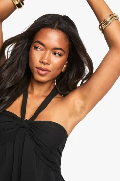 Robe mini smock bandeau avec détail de cravate en chiffon