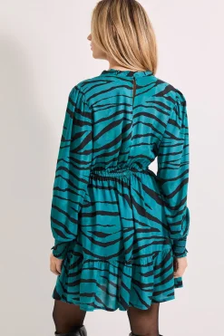 Robe Mini Smock Imprimée à Volants et Étages