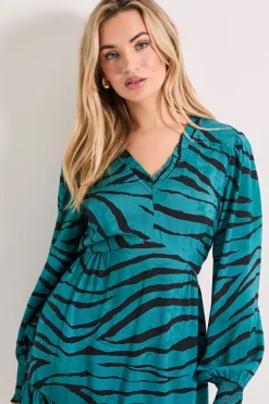 Robe Mini Smock Imprimée à Volants et Étages