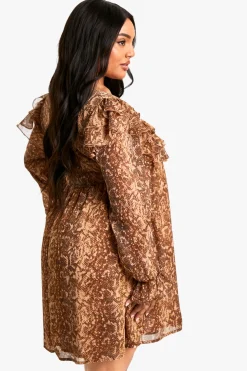 Robe mini smock à imprimé synthétique avec volants Plus