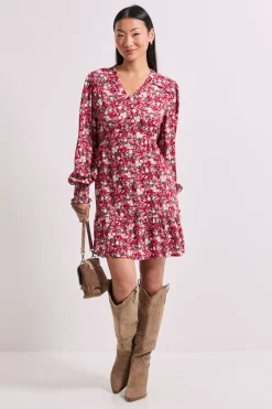Dorothy Perkins Robe Mini Smock Étagée Imprimée avec Détails de Volants Petite<Femme Toutes Les Robes|Robes À Manches Longues