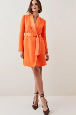 Robe Mini Smoking Ajustée à Effet Portefeuille