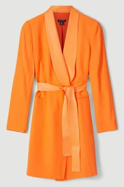 Robe Mini Smoking Ajustée à Effet Portefeuille