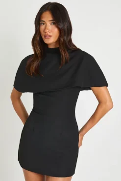 Robe Mini Structurée Ajustée Avec Détail Cape Rabattue