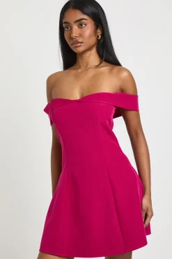 boohoo Robe Mini Structurée Bardot<Femme Robes Patineuses|Robes