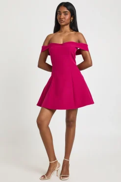 boohoo Robe Mini Structurée Bardot<Femme Robes Patineuses|Robes