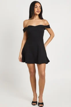 boohoo Robe Mini Structurée Bardot<Femme Robes Patineuses|Robes