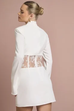 Robe mini structurée à corset en dentelle