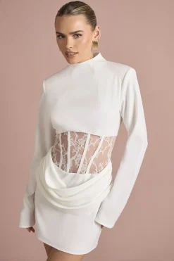 Robe mini structurée à corset en dentelle