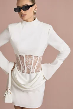 Robe mini structurée à corset en dentelle