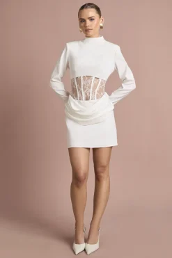 Robe mini structurée à corset en dentelle