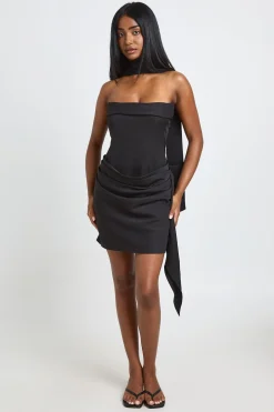 Robe Mini Structurée À Détail Corset Et Drapé Latéral