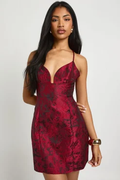 boohoo Robe mini structurée en satin jacquard<Femme Satin Et Dentelle|Robes