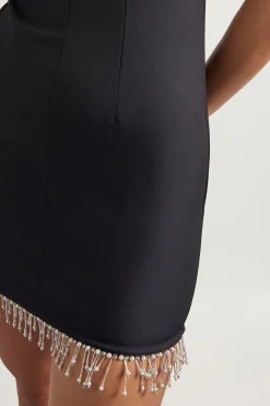 Robe mini structurée à finition perlée