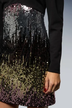 Robe Mini Structurée à Manches Bouffantes et Sequins
