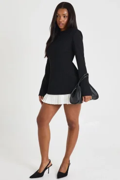 Robe Mini Structurée À Ourlet Plissé Ajustée