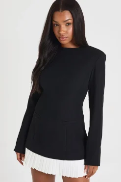 Robe Mini Structurée À Ourlet Plissé Ajustée