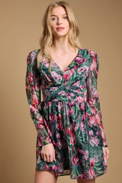 Robe Mini Structurée Évasée avec Détail Plissé