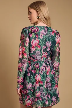 Robe Mini Structurée Évasée avec Détail Plissé