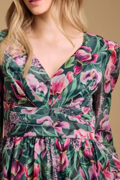 Robe Mini Structurée Évasée avec Détail Plissé