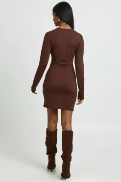 Robe Mini Super Douce À Manches Longues