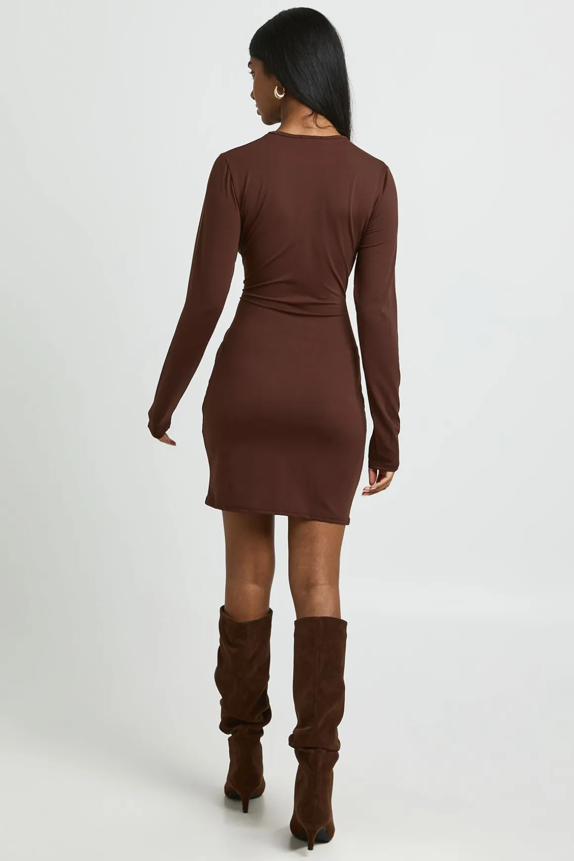 Robe Mini Super Douce À Manches Longues