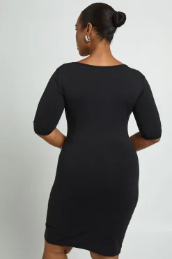 Robe Mini Super Douce À Manches 3/4 Grande Taille