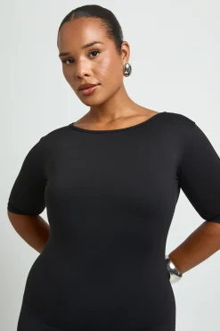 Robe Mini Super Douce À Manches 3/4 Grande Taille