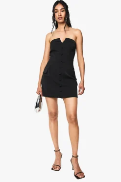 Robe mini sur mesure à bandeau boutonné à l'avant