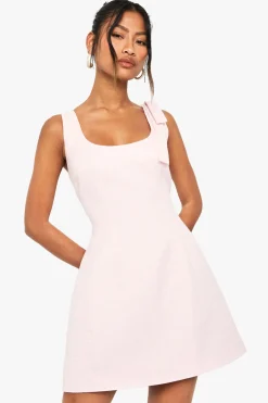 Robe Mini Sur Mesure en Bouclé à Encolure Ronde