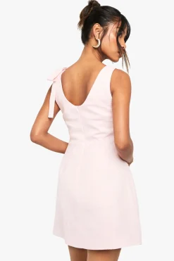 Robe Mini Sur Mesure en Bouclé à Encolure Ronde
