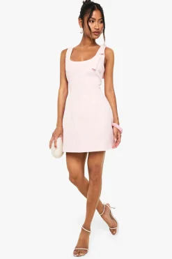Robe Mini Sur Mesure en Bouclé à Encolure Ronde