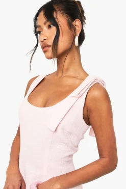 Robe Mini Sur Mesure en Bouclé à Encolure Ronde