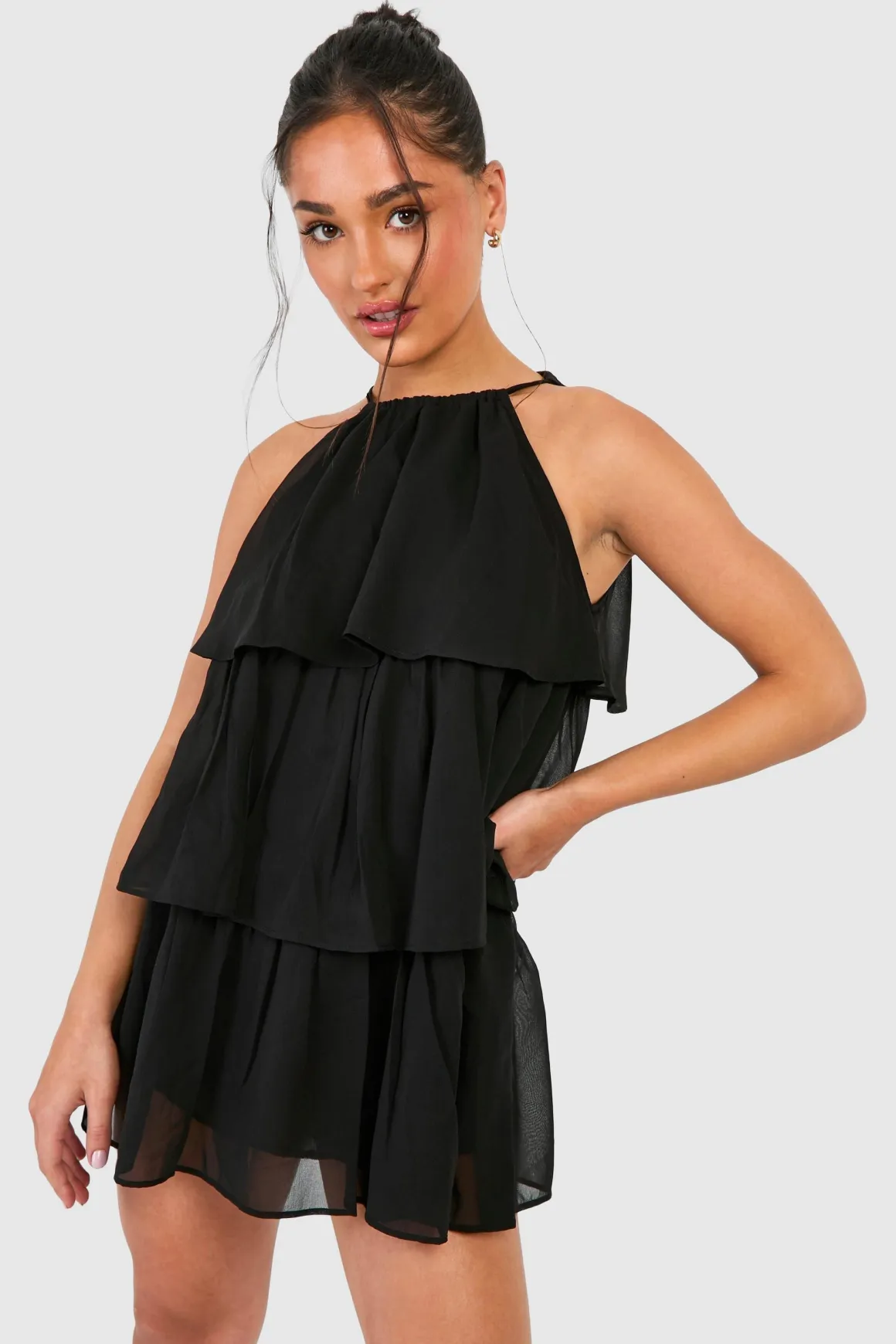Robe Mini Étagée En Mousseline Petite Taille